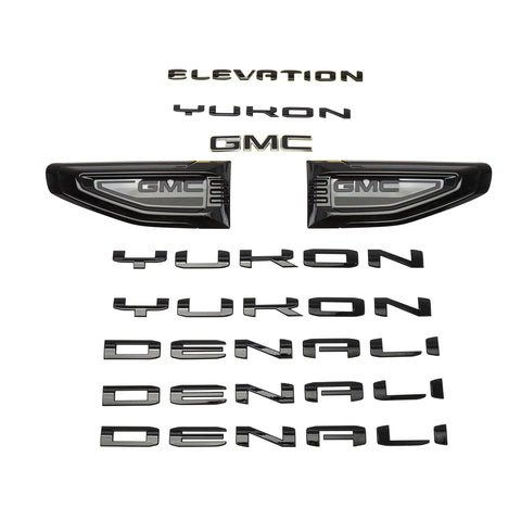 Gloss Black Door & Tailgate Emblem Overlays For 2025+ GMC Yukon / Yukon XL – Denali