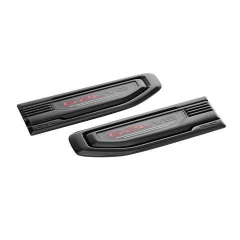 Sierra 6.2 V8 Black Fender Vent Emblem Inserts