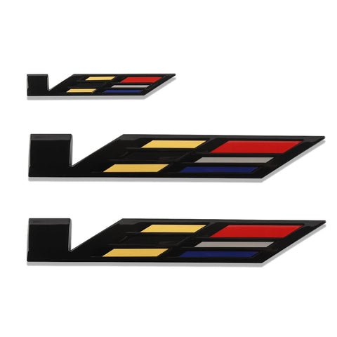2023 to 2026 Cadillac Escalade V-Series Gloss Black with V-Series Color Emblem Kit Triple Layer Inlay Design
