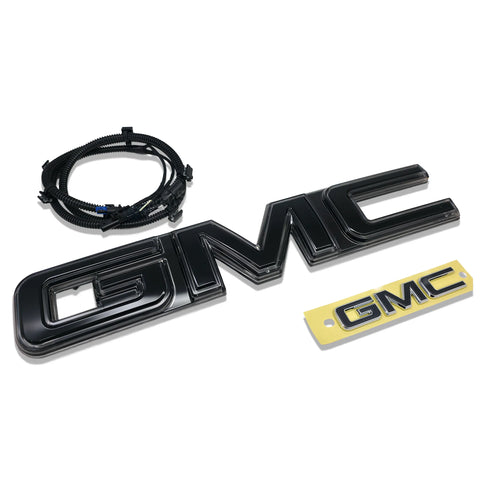2025–2026 GMC Yukon Denali Black Illuminated Front and Rear Emblem Kit 5.5 Inch Rear Updated Harness Genuine GM 85852346